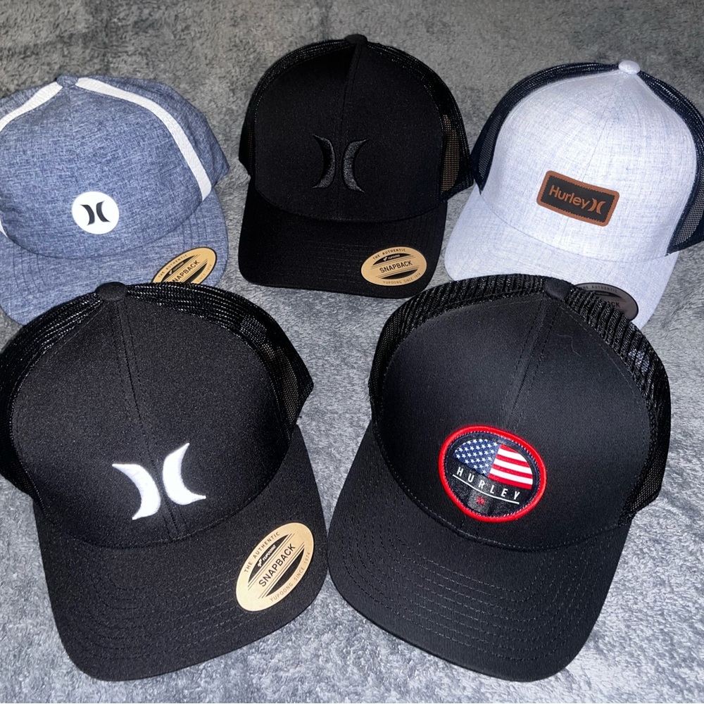 Lot of 5 Hurley Hats All Adjustable